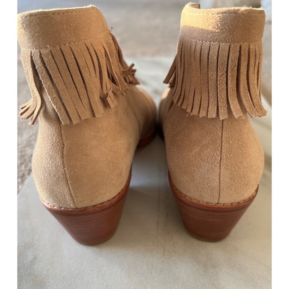 JOIE MAKENA BEIGE BUFF CALF SUEDE FRINGE ANKLE BOOTIE - EU 40 - US 9 - Picture 5 of 10